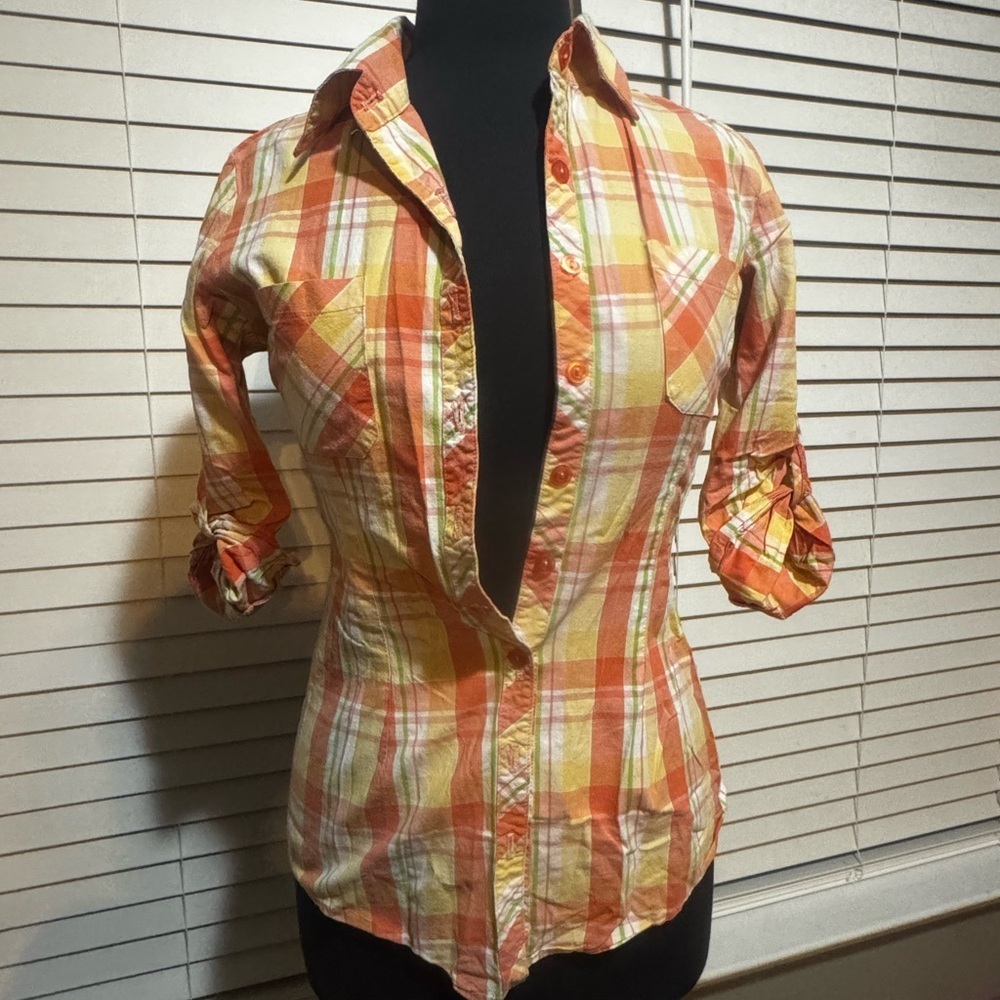 Plaid Orange Women's Top